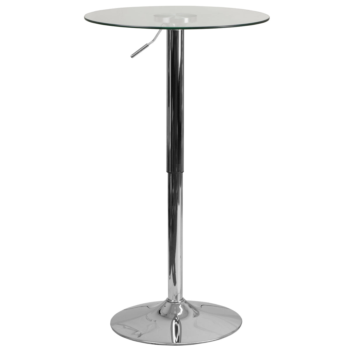 23.5inch Round Adjustable Height Glass Table (Adjustable Range 33.5inch - 41inch)