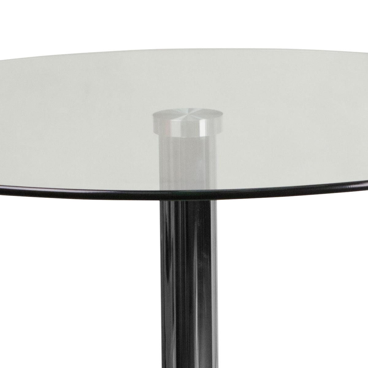 23.5inch Round Glass Table with 35.5inchH Chrome Base - Pedestal Table - Event Table