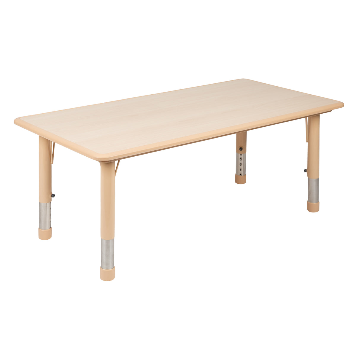 Natural |#| 23.625inchW x 47.25inchL Natural Plastic Adjustable Activity Table-School Table for 6