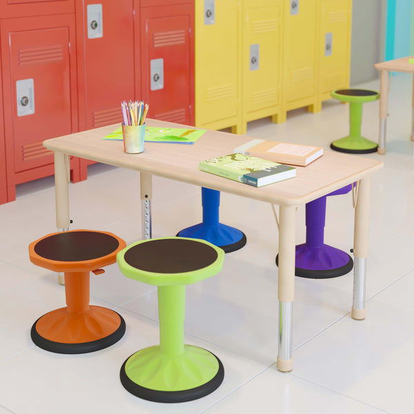 Natural |#| 23.625inchW x 47.25inchL Natural Plastic Adjustable Activity Table-School Table for 6