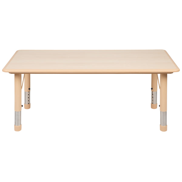 Natural |#| 23.625inchW x 47.25inchL Natural Plastic Adjustable Activity Table-School Table for 6