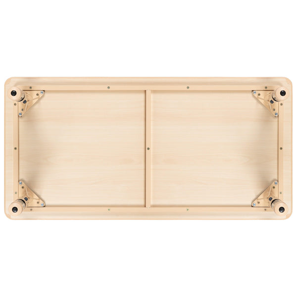 Natural |#| 23.625inchW x 47.25inchL Natural Plastic Adjustable Activity Table-School Table for 6