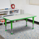 Green |#| 23.625inchW x 47.25inchL Rectangular Green Plastic Activity Table with Grey Top