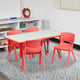 Red |#| 23.625inchW x 47.25inchL Rectangular Red Plastic Activity Table Set with 4 Chairs