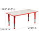 Red |#| 23.625inchW x 47.25inchL Rectangular Red Plastic Activity Table Set with 4 Chairs