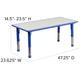 Blue |#| 23.625inchW x 47.25inchL Rectangular Blue Plastic Activity Table Set with 4 Chairs