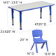 Blue |#| 23.625inchW x 47.25inchL Rectangular Blue Plastic Activity Table Set with 6 Chairs