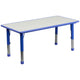 Blue |#| 23.625inchW x 47.25inchL Rectangular Blue Plastic Activity Table Set with 6 Chairs