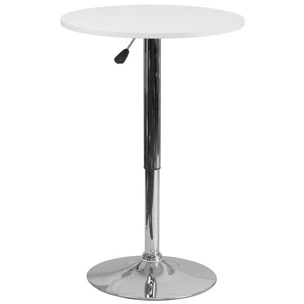 23.75inch Round Adjustable White Wood Table (Adjustable Range 26.25inch - 35.75inch)