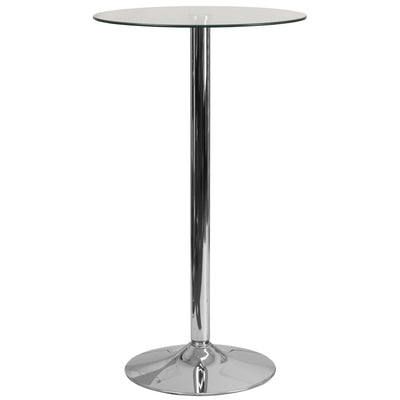 23.75'' Round Glass Table with 41.75''H Chrome Base