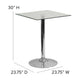 23.75inch Square Glass Table with 30inchH Chrome Base - Event and Cocktail Table