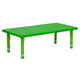 Green |#| 24inchW x 48inchL Rectangular Green Plastic Height Adjustable Activity Table