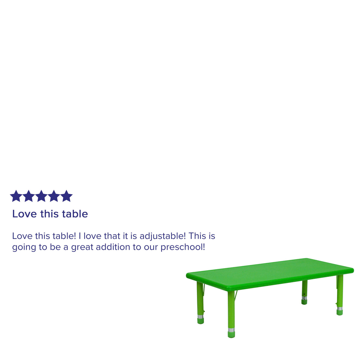 Green |#| 24inchW x 48inchL Rectangular Green Plastic Height Adjustable Activity Table