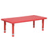 Red |#| 24"W x 48"L Rectangular Red Plastic Height Adjustable Activity Table