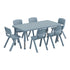 Dusty Blue |#| 7 PC Plastic Activity Table and 6 Chairs Set, 10.5"Seat Height-Dusty Blue