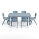 Dusty Blue |#| 7 PC Plastic Activity Table and 6 Chairs Set, 10.5"Seat Height-Dusty Blue