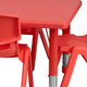 Red |#| 24"W x 48"L REC Red Plastic Height Adjustable Activity Table Set - 6 Chairs