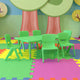 Green |#| 24"W x 48"L REC Green Plastic Height Adjustable Activity Table Set - 6 Chairs