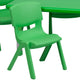 Green |#| 24"W x 48"L REC Green Plastic Height Adjustable Activity Table Set - 6 Chairs
