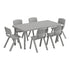 Soft Gray |#| 7 PC Plastic Activity Table and 6 Chairs Set, 10.5"Seat Height-Soft Gray