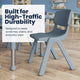 Dusty Blue |#| 7 PC Plastic Activity Table and 6 Chairs Set, 10.5"Seat Height-Dusty Blue