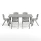 Soft Gray |#| 7 PC Plastic Activity Table and 6 Chairs Set, 10.5"Seat Height-Soft Gray