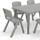 Soft Gray |#| 7 PC Plastic Activity Table and 6 Chairs Set, 10.5"Seat Height-Soft Gray