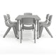 Soft Gray |#| 7 PC Plastic Activity Table and 6 Chairs Set, 10.5"Seat Height-Soft Gray