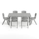Soft Gray |#| 7 PC Plastic Activity Table and 6 Chairs Set, 10.5"Seat Height-Soft Gray
