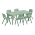 Sage |#| 7 PC Plastic Activity Table and 6 Chairs Set, 10.5"Seat Height-Sage
