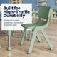 Sage |#| 7 PC Plastic Activity Table and 6 Chairs Set, 10.5"Seat Height-Sage
