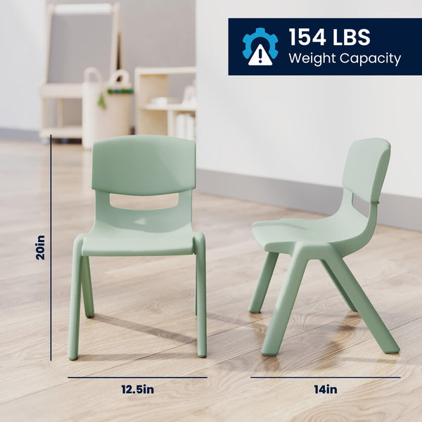 Sage |#| 7 PC Plastic Activity Table and 6 Chairs Set, 10.5"Seat Height-Sage