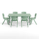 Sage |#| 7 PC Plastic Activity Table and 6 Chairs Set, 10.5"Seat Height-Sage