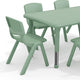 Sage |#| 7 PC Plastic Activity Table and 6 Chairs Set, 10.5"Seat Height-Sage