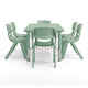 Sage |#| 7 PC Plastic Activity Table and 6 Chairs Set, 10.5"Seat Height-Sage