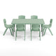 Sage |#| 7 PC Plastic Activity Table and 6 Chairs Set, 10.5"Seat Height-Sage