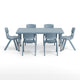 Dusty Blue |#| 7 PC Plastic Activity Table and 6 Chairs Set, 10.5"Seat Height-Dusty Blue