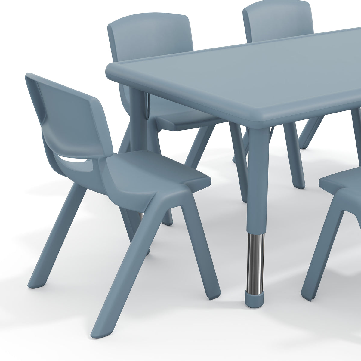 Dusty Blue |#| 7 PC Plastic Activity Table and 6 Chairs Set, 10.5"Seat Height-Dusty Blue