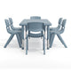 Dusty Blue |#| 7 PC Plastic Activity Table and 6 Chairs Set, 10.5"Seat Height-Dusty Blue