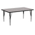 Gray Top/Black Frame |#| 24"W x 60"L Rectangular Grey HP Laminate Activity Table - Height Adjustable Legs