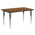 Oak Top/Black Frame |#| 24"W x 60"L Rectangular Oak HP Laminate Adjustable Leg Activity Table