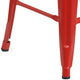 Red |#| 24inch High Backless Red Metal Counter Height Stool with Square Wood Seat