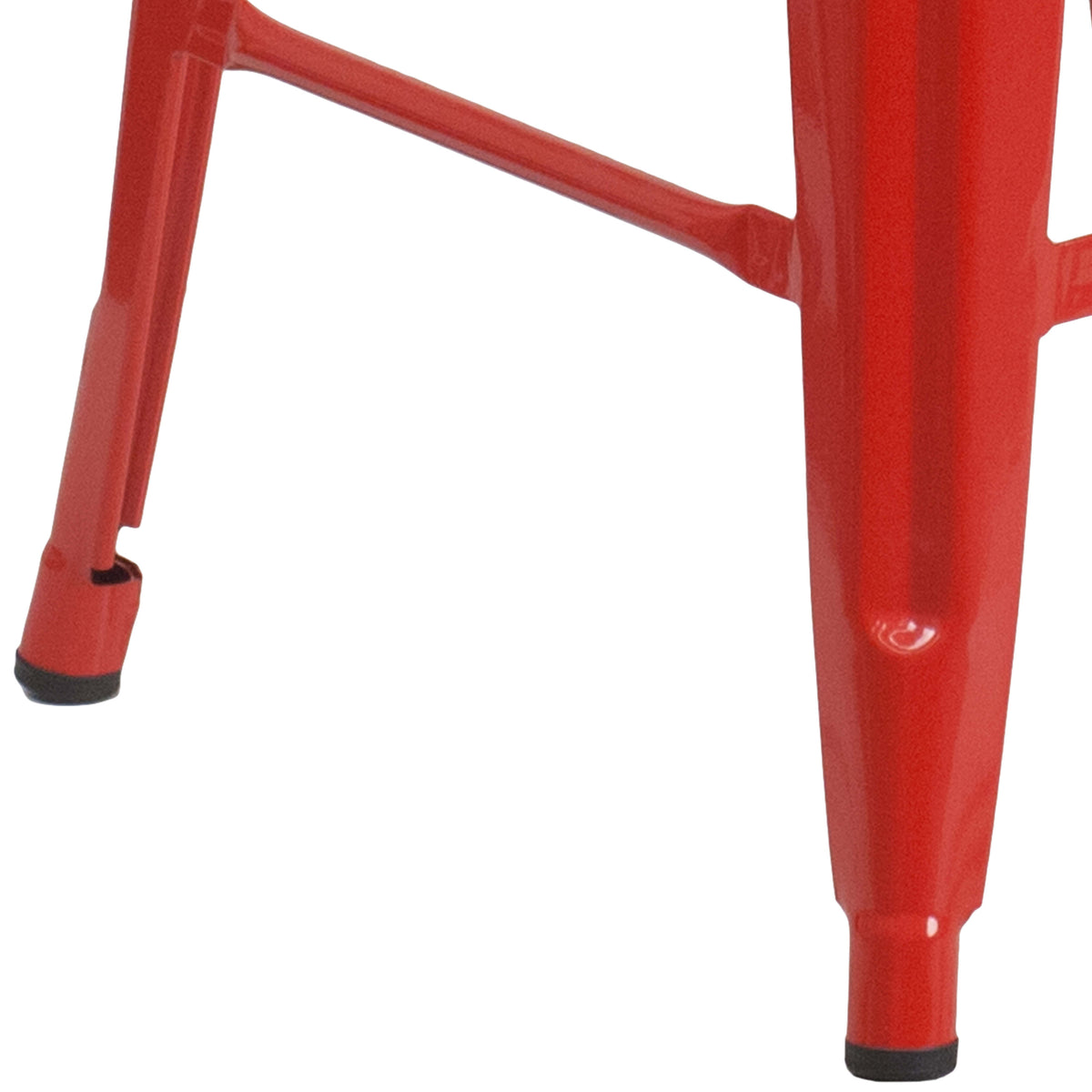 Red |#| 24inch High Backless Red Metal Counter Height Stool with Square Wood Seat