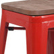 Red |#| 24inch High Backless Red Metal Counter Height Stool with Square Wood Seat
