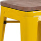 Yellow |#| 24inch High Backless Yellow Metal Counter Height Stool with Square Wood Seat