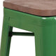 Green |#| 24inch High Backless Green Metal Counter Height Stool with Square Wood Seat