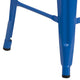 Blue |#| 24inch High Backless Blue Metal Counter Height Stool with Square Wood Seat