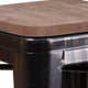 Black-Antique Gold |#| 24inch High Backless Black-Gold Metal Counter Height Stool with Square Wood Seat