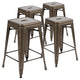Gun Metal |#| 4 Pack 24inch High Metal Indoor Counter Bar Stool - Stackable Stool, Gun Metal Gray