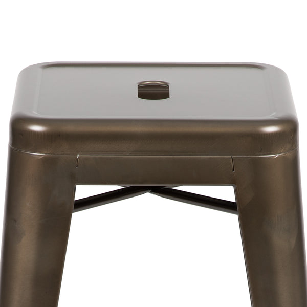 Gun Metal |#| 4 Pack 24inch High Metal Indoor Counter Bar Stool - Stackable Stool, Gun Metal Gray